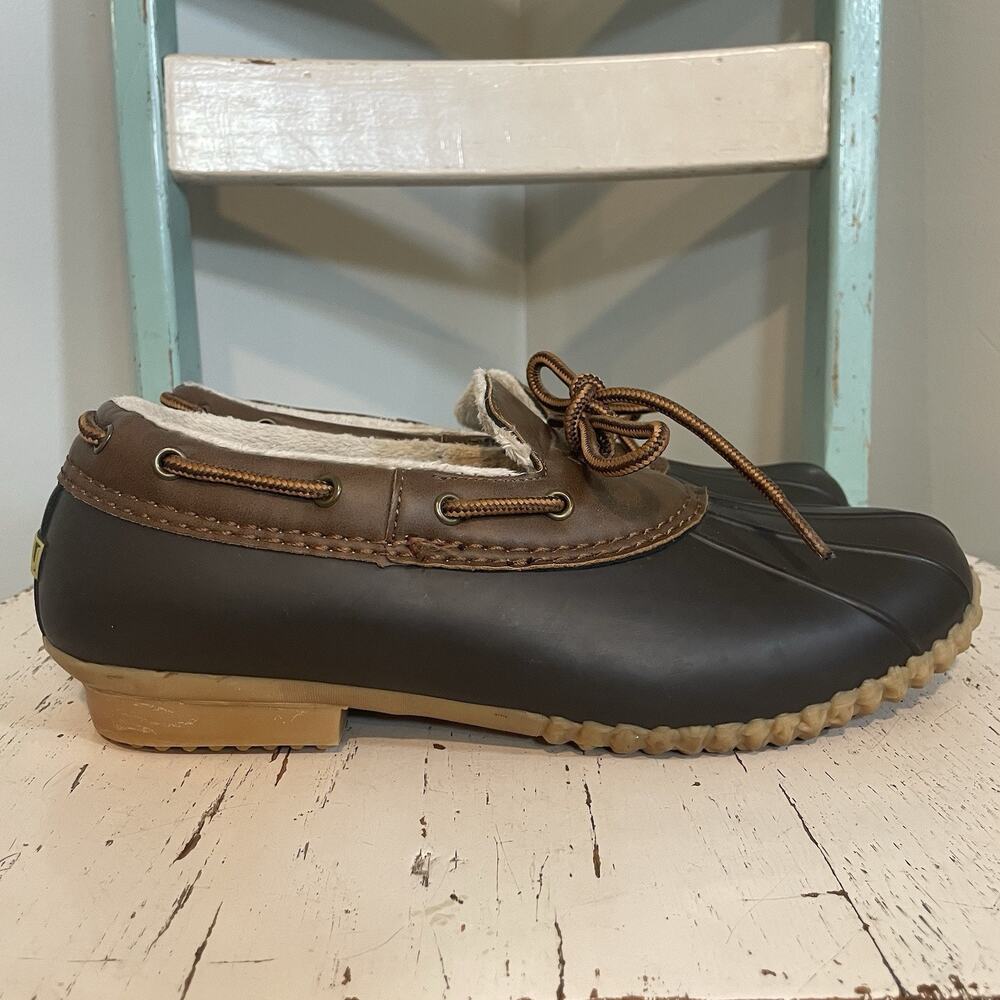JBU Jambu Shoes Womens 9.5 Gwen Duck Faux Fur Lined Slip On JB16GWN Brown Rubber
